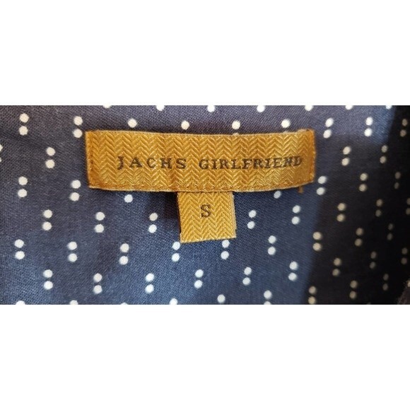 Jachs Girlfriend - Navy w/White Dots, Button Front Short Sleeve Shirt - Small - Picture 3 of 9